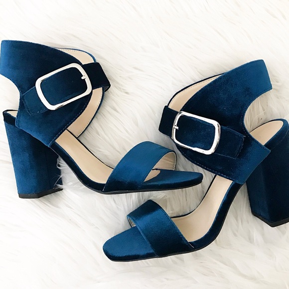 Shoes - Sophia Velvet Teal Heels Shoes - Sophia Velvet Teal Heels